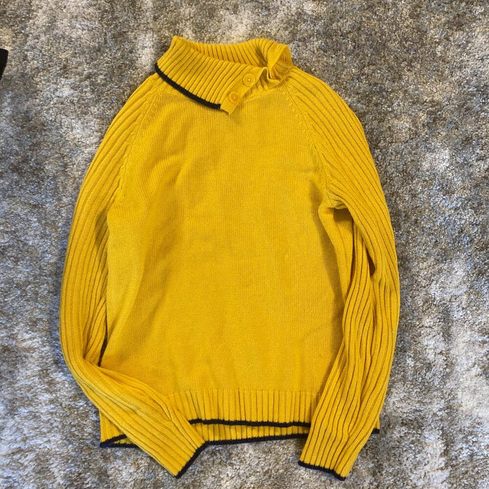 Yellow and Navy Turtleneck Sweater